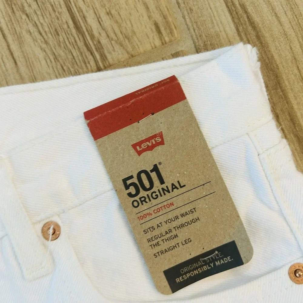 NWT Levi's 501 Original White Denim Jeans Men's Size 30 X 34 New Button Fly
